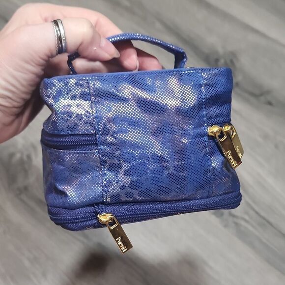 PurseN Metallic Blue Leopard Tiara Vacationer Jewelry Expandable Travwl Case - Picture 5 of 7